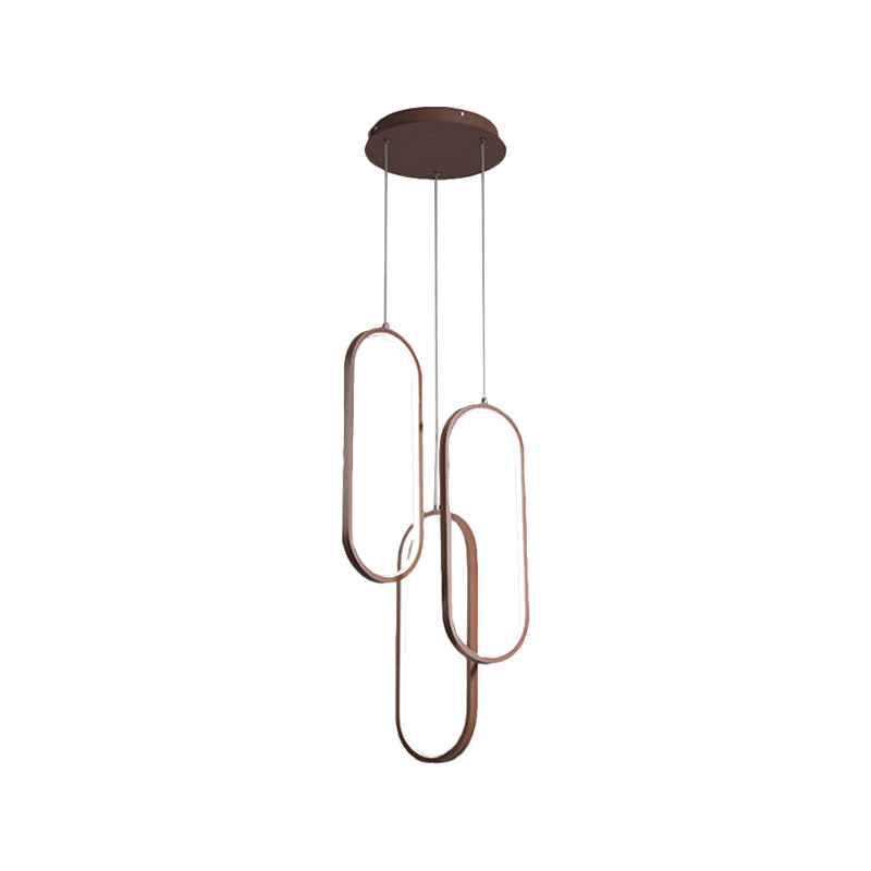 Metallic Oval Frame Multi Pendant Simple Style LED Down Lighting in Brown, Warm/White Light Clearhalo 'Ceiling Lights' 'Modern Pendants' 'Modern' 'Pendant Lights' 'Pendants' Lighting' 1804640