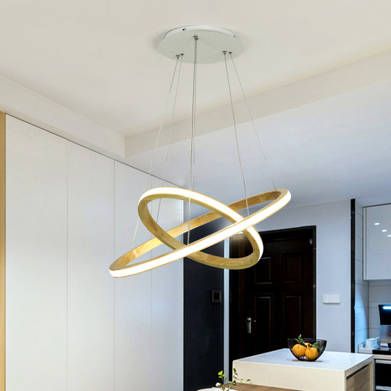 Wood Rings Hanging Chandelier Minimalism LED Ceiling Pendant Light in Beige, 21"/25" Width Beige 21" Clearhalo 'Carpenter Chandeliers' 'Ceiling Lights' 'Chandeliers' 'Industrial' 'Modern Chandeliers' 'Modern' Lighting' 1804655