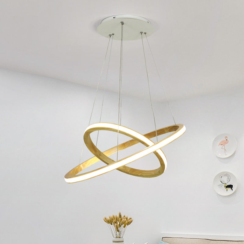 Wood Rings Hanging Chandelier Minimalism LED Ceiling Pendant Light in Beige, 21"/25" Width Clearhalo 'Carpenter Chandeliers' 'Ceiling Lights' 'Chandeliers' 'Industrial' 'Modern Chandeliers' 'Modern' Lighting' 1804656