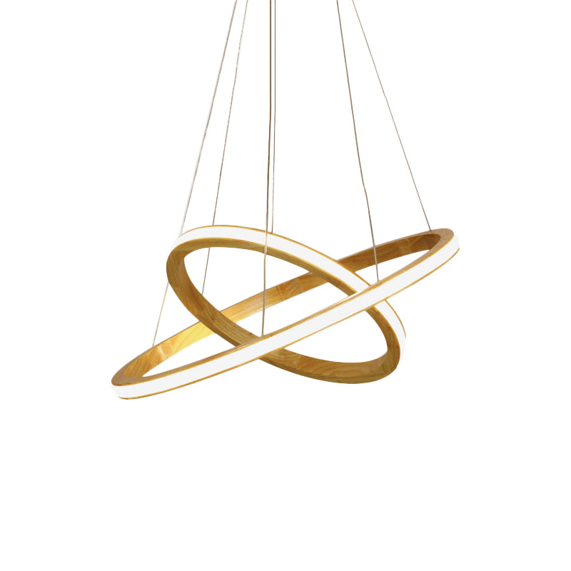 Wood Rings Hanging Chandelier Minimalism LED Ceiling Pendant Light in Beige, 21"/25" Width Clearhalo 'Carpenter Chandeliers' 'Ceiling Lights' 'Chandeliers' 'Industrial' 'Modern Chandeliers' 'Modern' Lighting' 1804657