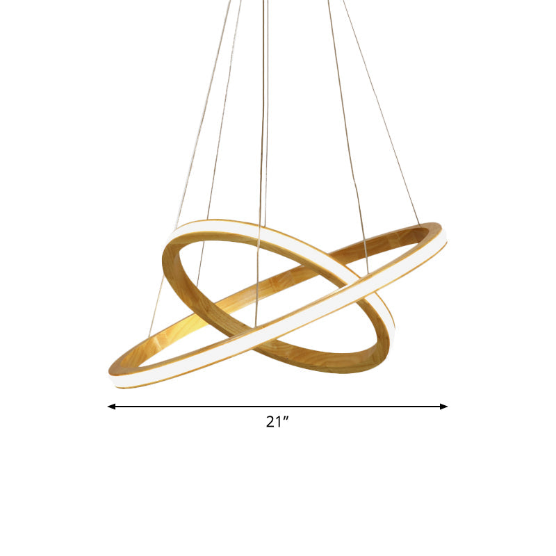 Wood Rings Hanging Chandelier Minimalism LED Ceiling Pendant Light in Beige, 21"/25" Width Clearhalo 'Carpenter Chandeliers' 'Ceiling Lights' 'Chandeliers' 'Industrial' 'Modern Chandeliers' 'Modern' Lighting' 1804658