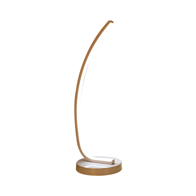 Bend Linear Sleeping Room Night Lamp Metallic LED Modernism Table Light in Black/White for Study Room Clearhalo 'Lamps' 'Table Lamps' Lighting' 1804699