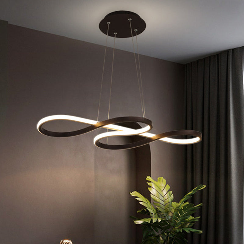 Metallic Twining Chandelier Lamp Simplicity Black/White/Gold LED Pendant Lighting Fixture in Warm/White Light Clearhalo 'Ceiling Lights' 'Chandeliers' 'Modern Chandeliers' 'Modern' Lighting' 1804758