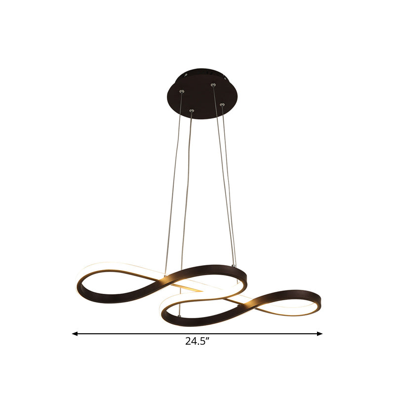 Metallic Twining Chandelier Lamp Simplicity Black/White/Gold LED Pendant Lighting Fixture in Warm/White Light Clearhalo 'Ceiling Lights' 'Chandeliers' 'Modern Chandeliers' 'Modern' Lighting' 1804761