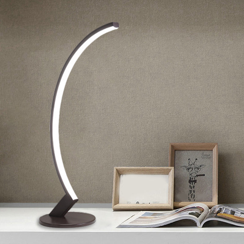 Arc Metal Reading Desk Lighting Modernist White/Coffee LED Night Table Lamp in Warm/White Light for Bedside Clearhalo 'Lamps' 'Table Lamps' Lighting' 1804775