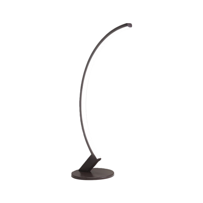 Arc Metal Reading Desk Lighting Modernist White/Coffee LED Night Table Lamp in Warm/White Light for Bedside Clearhalo 'Lamps' 'Table Lamps' Lighting' 1804776