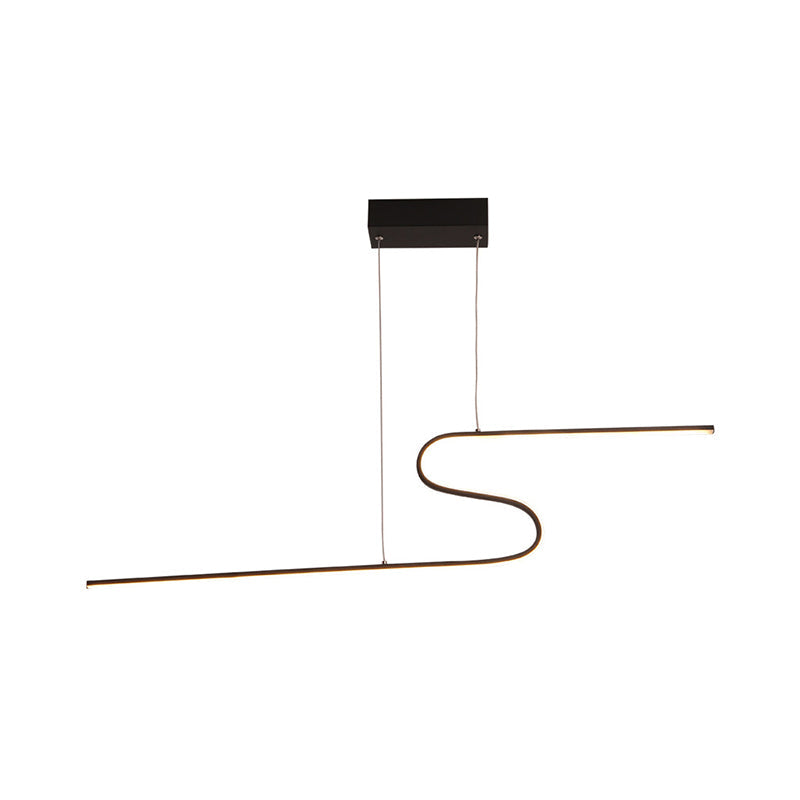 Minimal Z-Shaped Linear Island Light Metallic Dining Room LED Hanging Pendant in Warm/White Light, Black/White Clearhalo 'Ceiling Lights' 'Island Lights' Lighting' 1804821