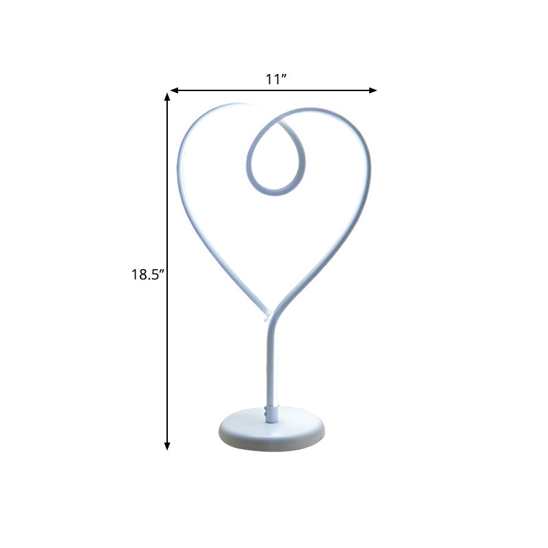 Loving Heart Night Lighting Simple Metal White/Gold LED Desk Lamp with Round Pedestal in Warm/White Light for Bedroom Clearhalo 'Lamps' 'Table Lamps' Lighting' 1804885