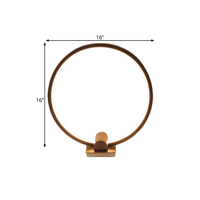 Annular Task Lamp Minimalism Metallic White/Coffee LED Reading Table Lighting in Warm/White Light Clearhalo 'Lamps' 'Table Lamps' Lighting' 1804889