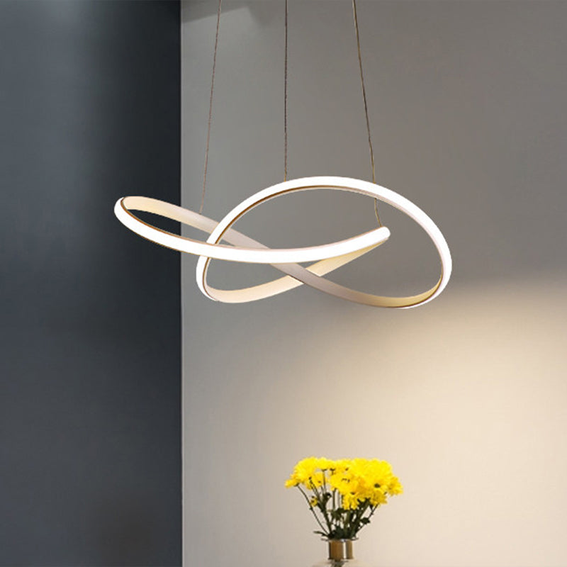 Contemporary LED Chandelier Black/White Twine Hanging Ceiling Lamp with Metallic Shade in Warm/White Light Clearhalo 'Ceiling Lights' 'Chandeliers' 'Modern Chandeliers' 'Modern' Lighting' 1805046