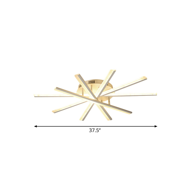 Burst Design Acrylic Ceiling Light Modernist 5/9-Bulb White LED Semi Flush Mount Lighting in Warm/White Light Clearhalo 'Ceiling Lights' 'Close To Ceiling Lights' 'Close to ceiling' 'Semi-flushmount' Lighting' 1805056