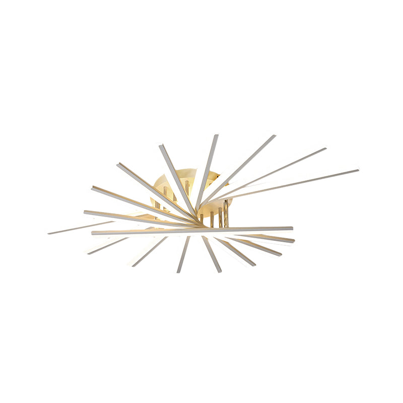 Burst Design Acrylic Ceiling Light Modernist 5/9-Bulb White LED Semi Flush Mount Lighting in Warm/White Light Clearhalo 'Ceiling Lights' 'Close To Ceiling Lights' 'Close to ceiling' 'Semi-flushmount' Lighting' 1805060