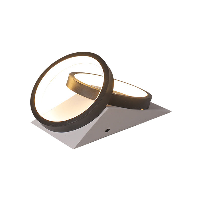 Metallic Rings Ceiling Mounted Fixture Modernism LED Black Semi Flush Lamp in Warm/White Light Clearhalo 'Ceiling Lights' 'Close To Ceiling Lights' 'Close to ceiling' 'Semi-flushmount' Lighting' 1805084