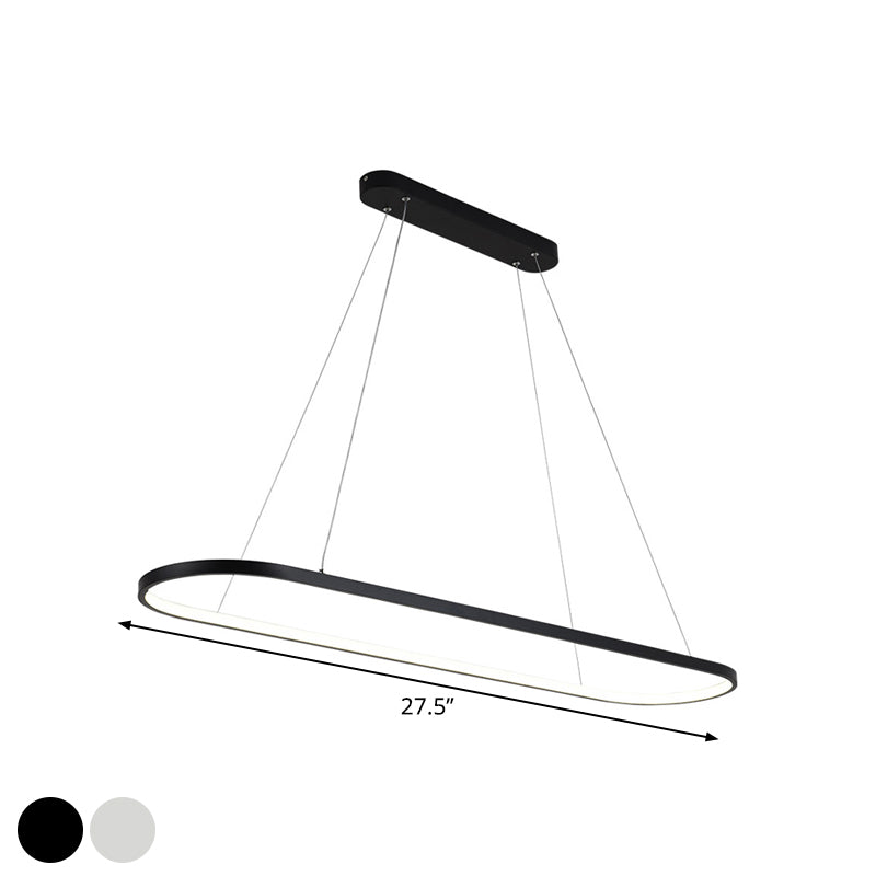 Oval Suspended Lighting Fixture Modern Style Metal LED Restaurant Island Light in Black/White Clearhalo 'Ceiling Lights' 'Island Lights' Lighting' 1805108