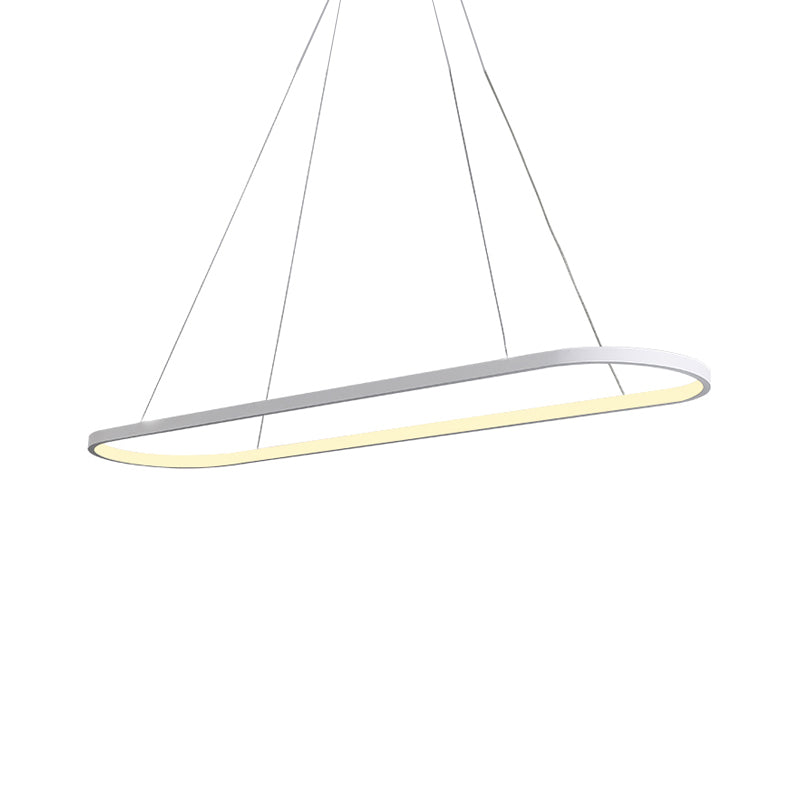Oval Suspended Lighting Fixture Modern Style Metal LED Restaurant Island Light in Black/White Clearhalo 'Ceiling Lights' 'Island Lights' Lighting' 1805112