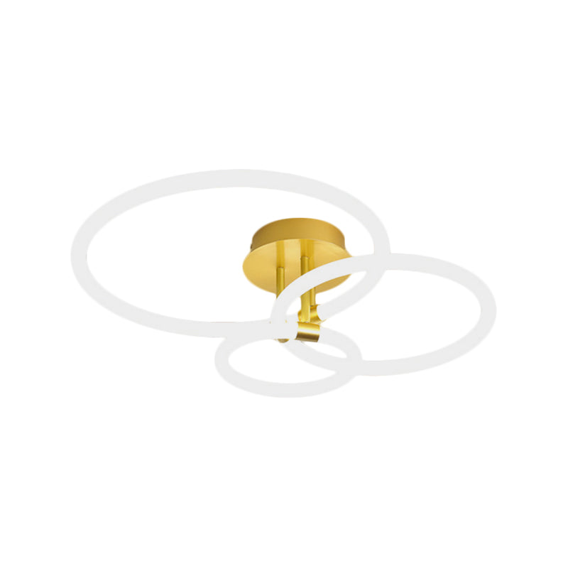 Acrylic Circle Semi Flush Mount Modern 23"/34.5" Wide LED Brass Ceiling Light in Warm/White Light Clearhalo 'Ceiling Lights' 'Close To Ceiling Lights' 'Close to ceiling' 'Semi-flushmount' Lighting' 1805154