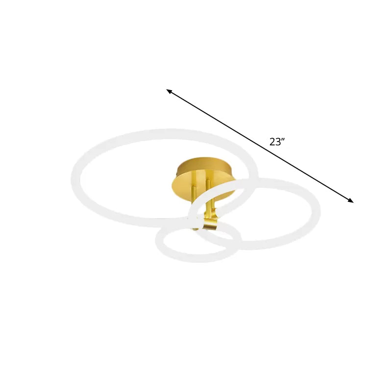 Acrylic Circle Semi Flush Mount Modern 23"/34.5" Wide LED Brass Ceiling Light in Warm/White Light Clearhalo 'Ceiling Lights' 'Close To Ceiling Lights' 'Close to ceiling' 'Semi-flushmount' Lighting' 1805155