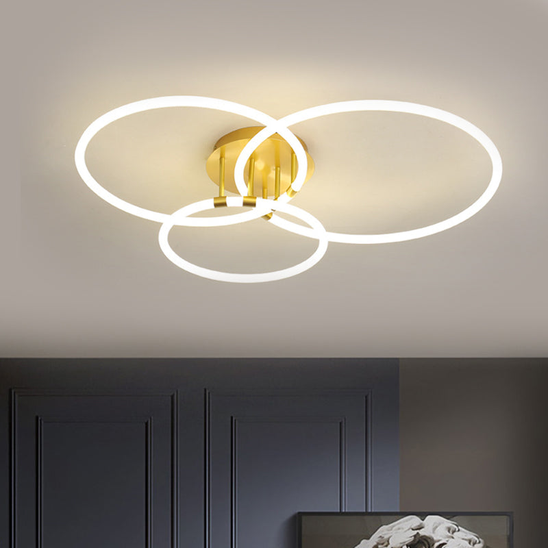 Acrylic Circle Semi Flush Mount Modern 23"/34.5" Wide LED Brass Ceiling Light in Warm/White Light Clearhalo 'Ceiling Lights' 'Close To Ceiling Lights' 'Close to ceiling' 'Semi-flushmount' Lighting' 1805157