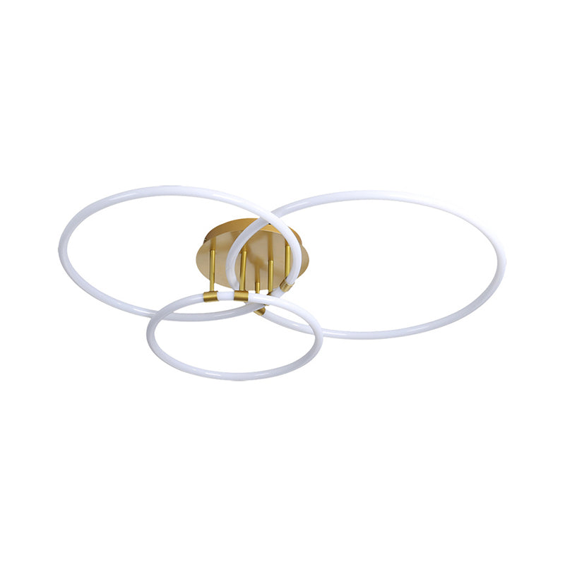 Acrylic Circle Semi Flush Mount Modern 23"/34.5" Wide LED Brass Ceiling Light in Warm/White Light Clearhalo 'Ceiling Lights' 'Close To Ceiling Lights' 'Close to ceiling' 'Semi-flushmount' Lighting' 1805159