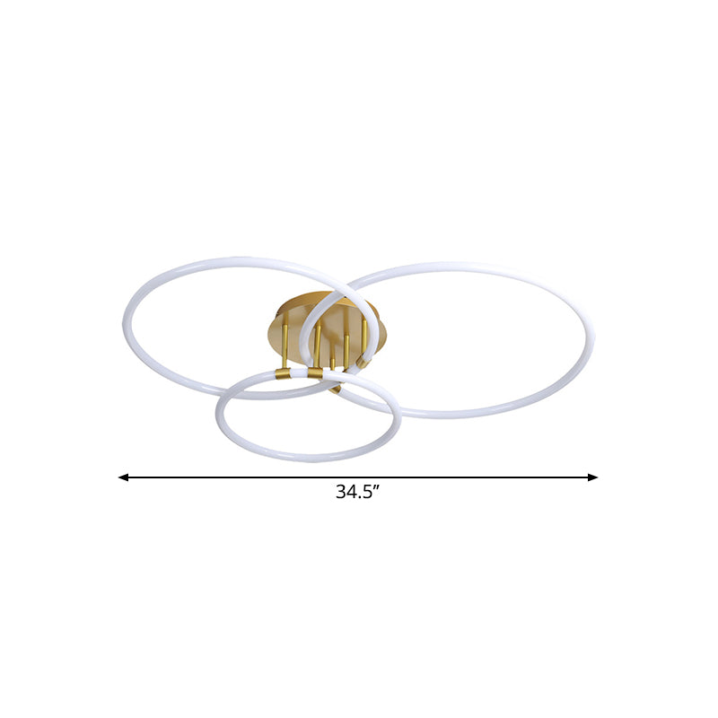 Acrylic Circle Semi Flush Mount Modern 23"/34.5" Wide LED Brass Ceiling Light in Warm/White Light Clearhalo 'Ceiling Lights' 'Close To Ceiling Lights' 'Close to ceiling' 'Semi-flushmount' Lighting' 1805160
