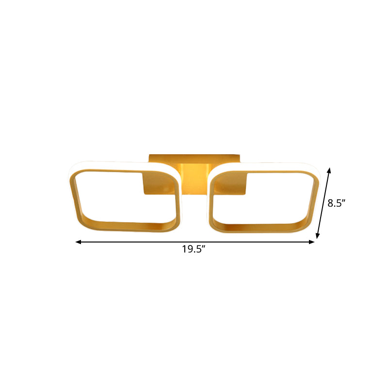 Square Study Room Semi Mount Lighting Acrylic LED Modern Ceiling Lamp in Gold, Warm/White Light Clearhalo 'Ceiling Lights' 'Close To Ceiling Lights' 'Close to ceiling' 'Semi-flushmount' Lighting' 1805236