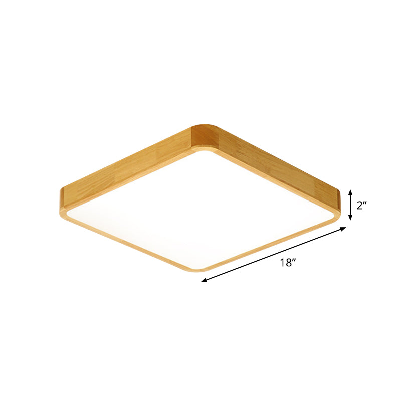 Simplicity LED Flush Mount Fixture Beige Square Ceiling Flush with Acrylic Shade in Warm/White Light, 18"/21"/25.5" W Clearhalo 'Ceiling Lights' 'Close To Ceiling Lights' 'Close to ceiling' 'Flush mount' Lighting' 1805246