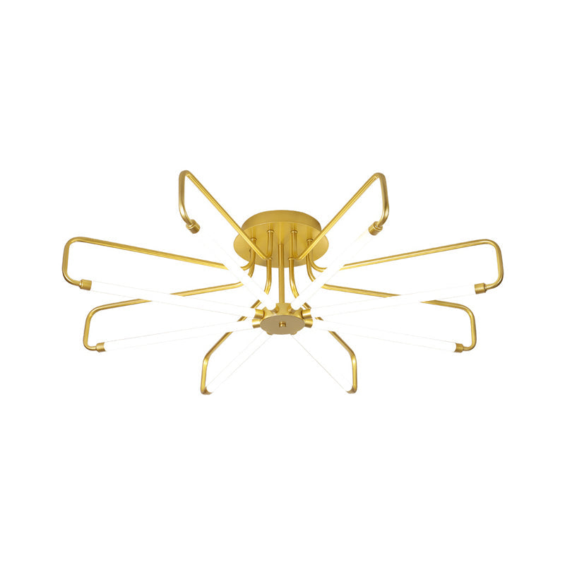 Floral Frame Semi Flush Light Fixture Modern Acrylic Black/Gold LED Ceiling Lamp in Warm/White Light, 24.5"/39" Wide Clearhalo 'Ceiling Lights' 'Close To Ceiling Lights' 'Close to ceiling' 'Semi-flushmount' Lighting' 1805340