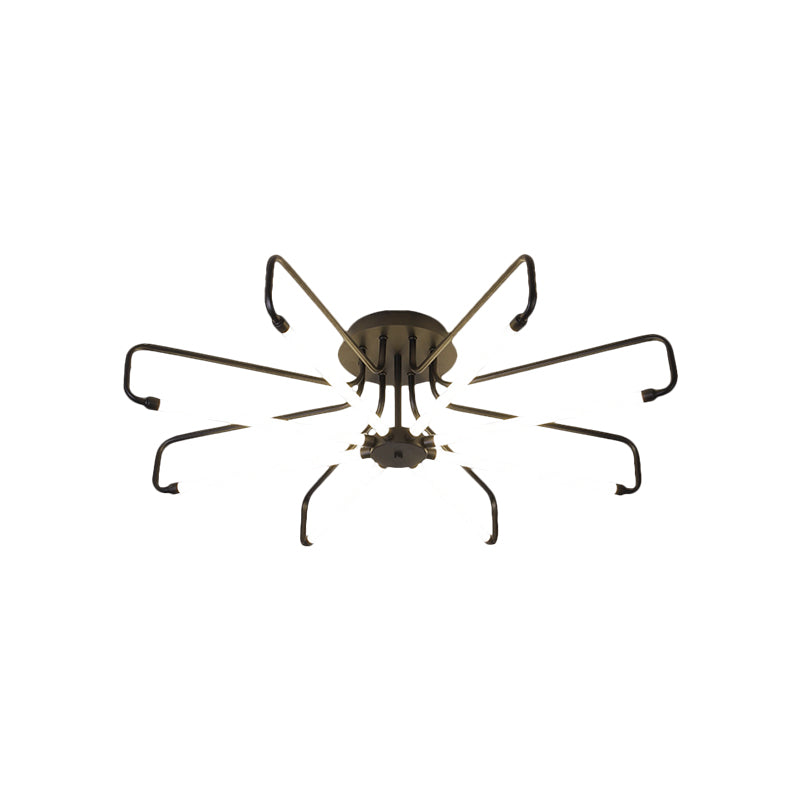 Floral Frame Semi Flush Light Fixture Modern Acrylic Black/Gold LED Ceiling Lamp in Warm/White Light, 24.5"/39" Wide Clearhalo 'Ceiling Lights' 'Close To Ceiling Lights' 'Close to ceiling' 'Semi-flushmount' Lighting' 1805345