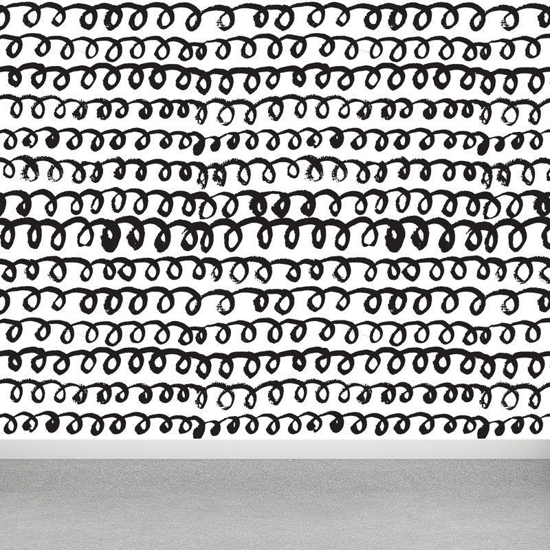Seamless Pattern Plant Mural Decal Modern Non-Woven Cloth Wall Art in Black and White Black Design 4 Clearhalo 'Wall Decor' 'Wall Mural' 1805799