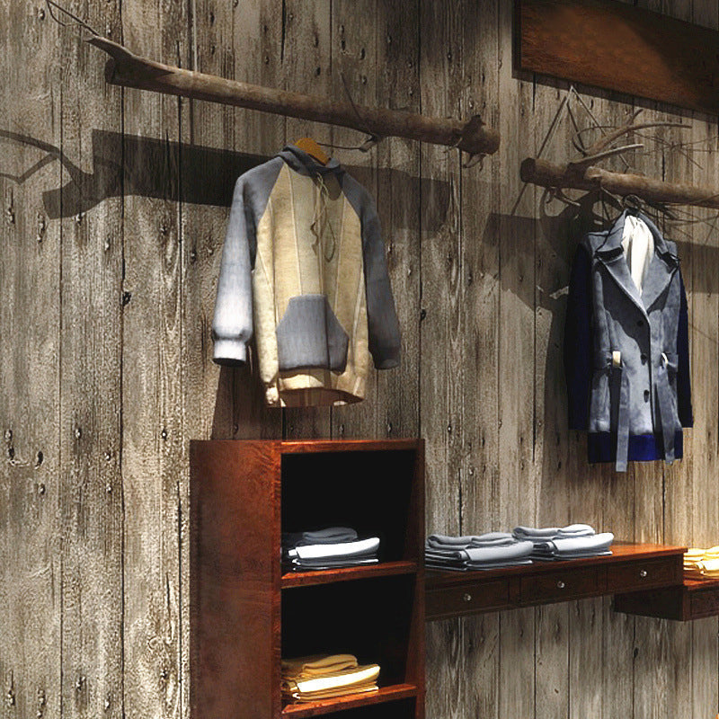 31'L x 20.5"W Vintage Faux Wood Non-Pasted Wallpaper in Distressed Color Light Khaki Clearhalo 'Country wall decor' 'Rustic' 'Wallpaper' Wall Decor' 1806079