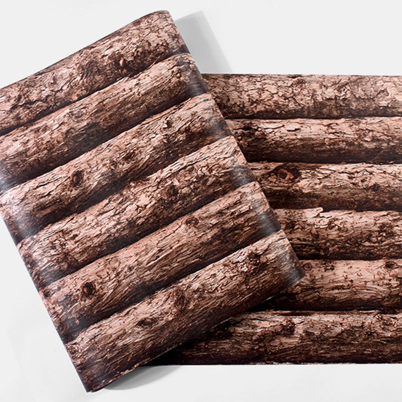 For Bedroom Wallpaper with Dark Brown 3D Faux Wood, 31'L x 20.5"W, Non-Pasted Clearhalo 'Country wall decor' 'Rustic' 'Wallpaper' Wall Decor' 1806082