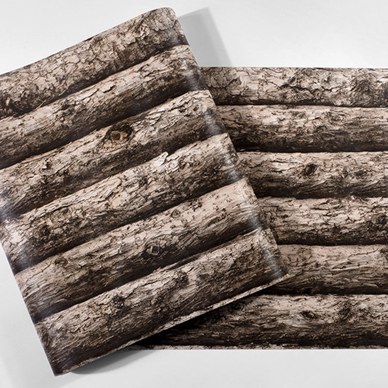 For Bedroom Wallpaper with Dark Brown 3D Faux Wood, 31'L x 20.5"W, Non-Pasted Clearhalo 'Country wall decor' 'Rustic' 'Wallpaper' Wall Decor' 1806085