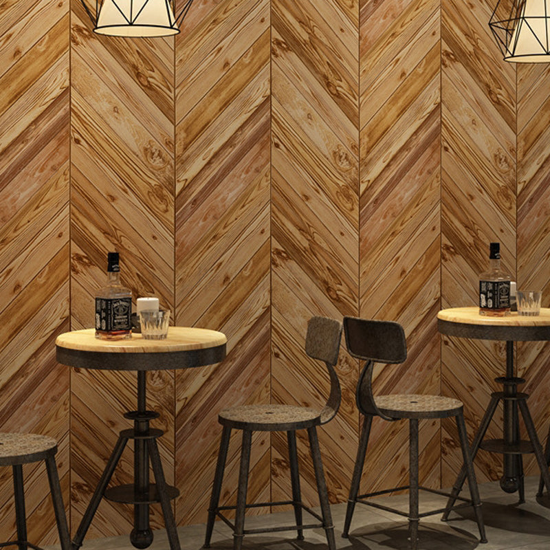 Nostalgic Faux Wood of Herringbone Pattern Non-Pasted Wallpaper for Cafe, 20.5