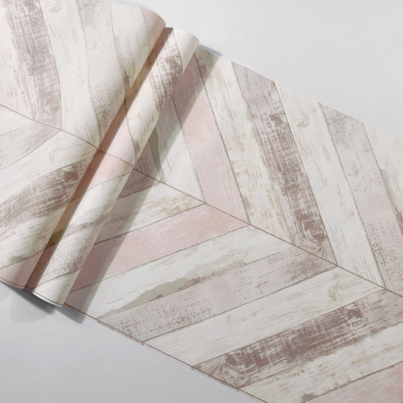 Minimalist Beige Retro Chevron Wood Wallpaper, 31'L x 20.5"W, Non-Pasted Clearhalo 'Country wall decor' 'Rustic' 'Wallpaper' Wall Decor' 1806117