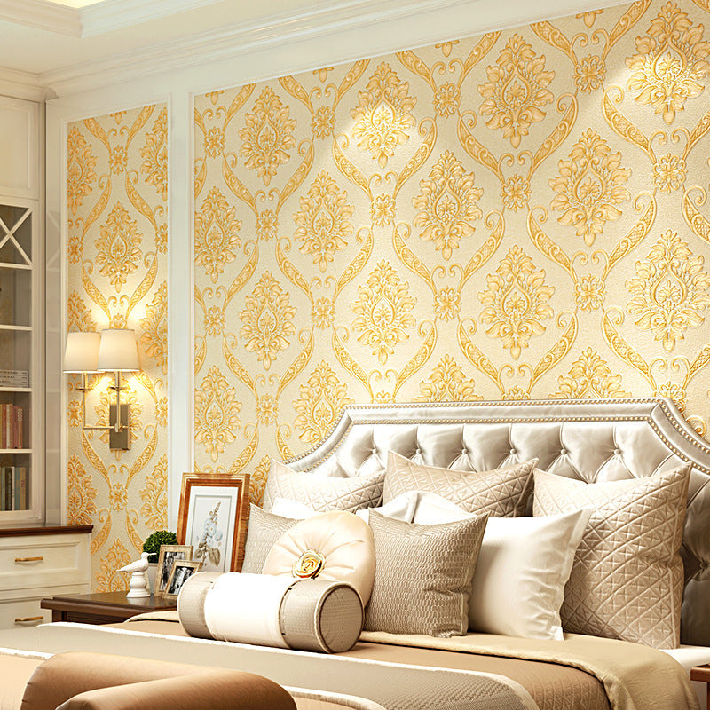 3D Print Blossoms Non-Pasted Wallpaper for Coffee Shop and Guest Room, 31-foot x 20.5-inch Yellow Clearhalo 'Vintage wall decor' 'Vintage' 'Wallpaper' Wall Decor' 1806137