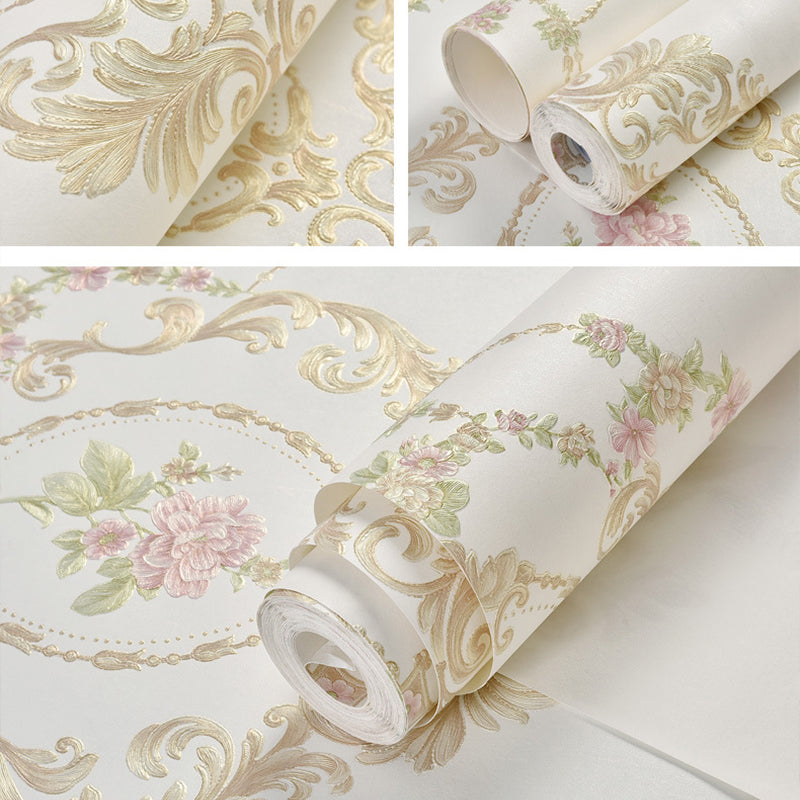 Pastel Color 3D Embossed Flower Decorative Non-Pasted Wallpaper, 33' x 20.5" Clearhalo 'Vintage wall decor' 'Vintage' 'Wallpaper' Wall Decor' 1806160