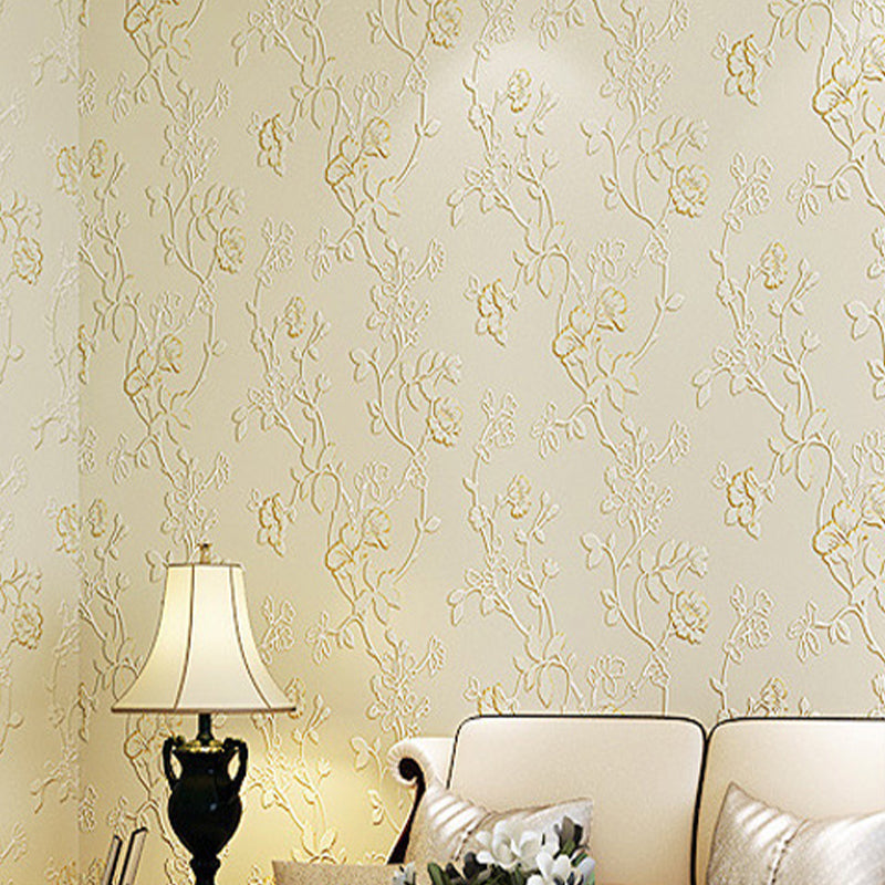 Fresh and Light 3D Print Embossed Vine Flowers Decorative Non-Pasted Wallpaper, 20.5