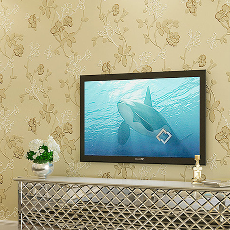 Fresh and Light 3D Print Embossed Vine Flowers Decorative Non-Pasted Wallpaper, 20.5