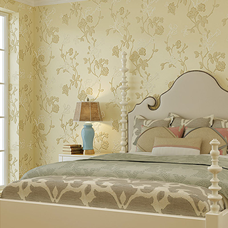 Fresh and Light 3D Print Embossed Vine Flowers Decorative Non-Pasted Wallpaper, 20.5" x 33' Clearhalo 'Country wall decor' 'Rustic' 'Wallpaper' Wall Decor' 1806272