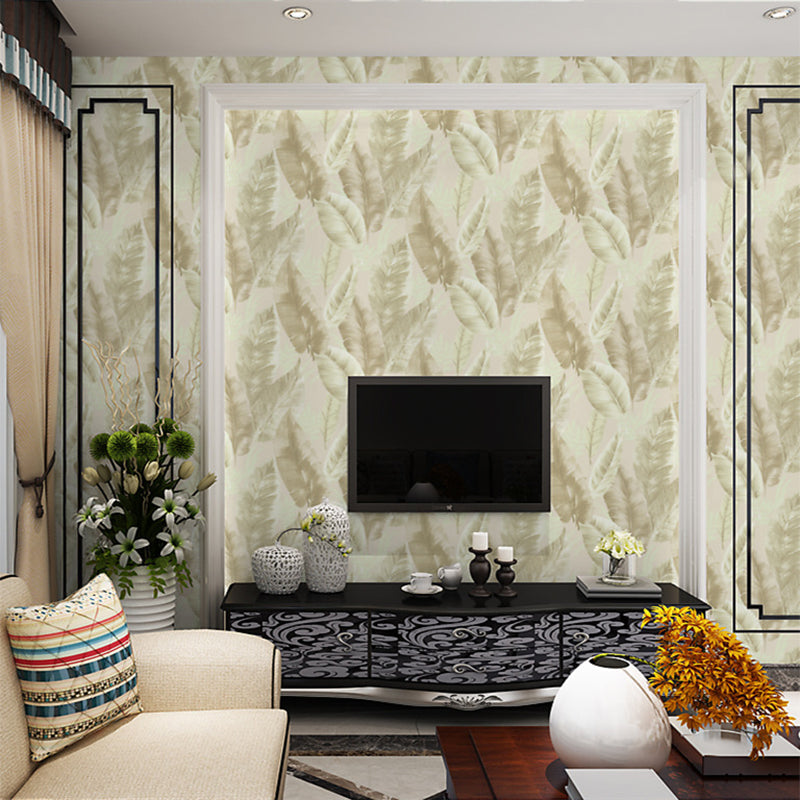 Water-Resistant Non-Pasted Southeastern Banana Leaf PVC Wallpaper in Dark Green Light Green Clearhalo 'Modern wall decor' 'Modern' 'Tropical wall decor' 'Tropical' 'Wallpaper' Wall Decor' 1806285