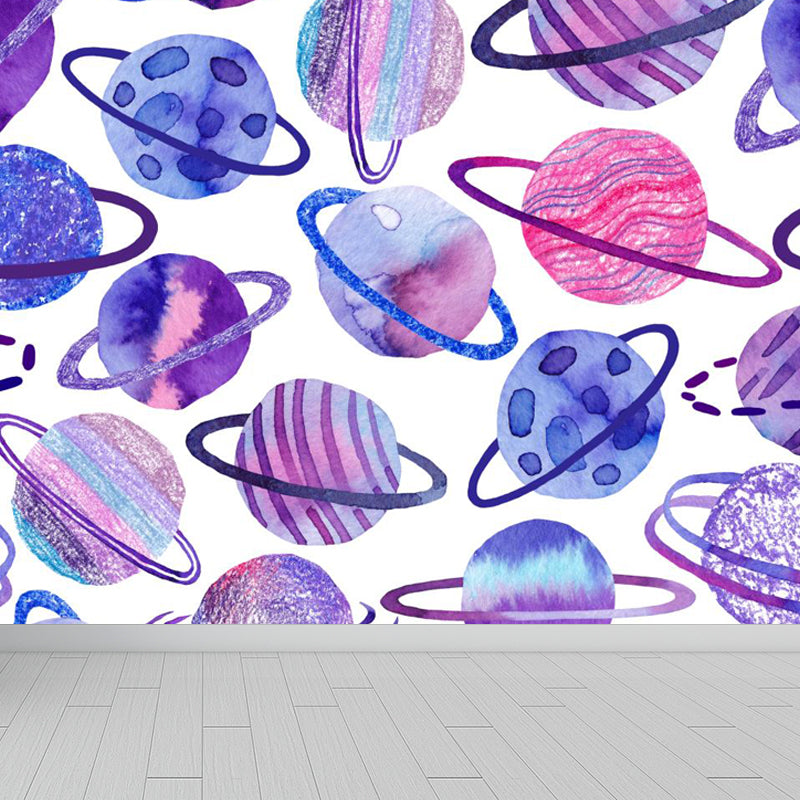 Huge Outer Space Wallpaper Mural Cartoon Creative Universe Wall Covering in Bright Color Clearhalo 'Wall Decor' 'Wall Mural' 1806590