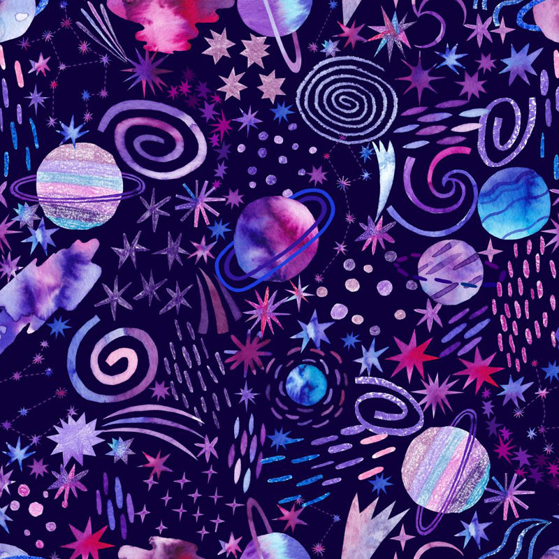 Huge Outer Space Wallpaper Mural Cartoon Creative Universe Wall Covering in Bright Color Clearhalo 'Wall Decor' 'Wall Mural' 1806601