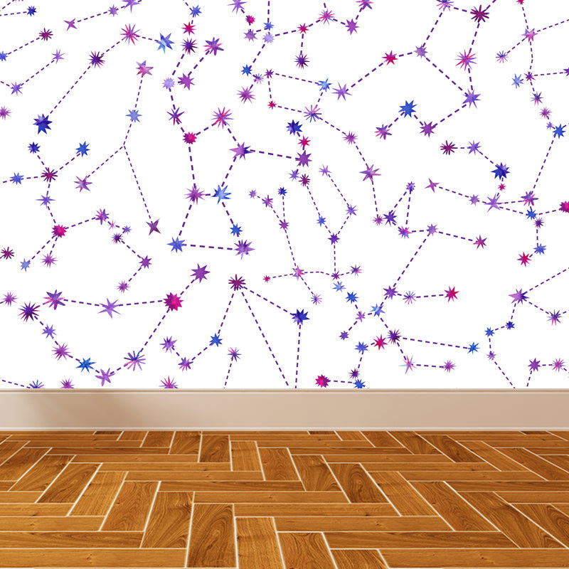 Huge Outer Space Wallpaper Mural Cartoon Creative Universe Wall Covering in Bright Color White Clearhalo 'Wall Decor' 'Wall Mural' 1806608
