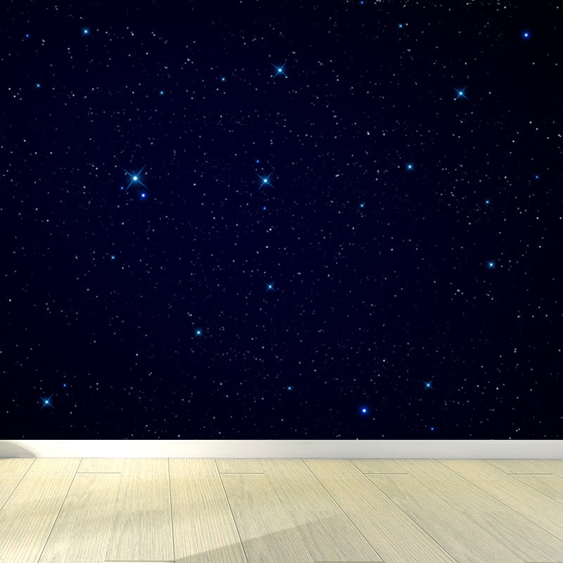 Planet Night Starry Sky Mural Wallpaper Dark Color Modern Wall Covering for Kids Room Black Clearhalo 'Wall Decor' 'Wall Mural' 1807023