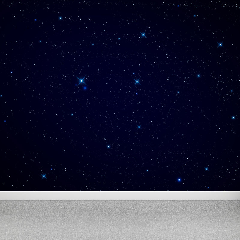 Planet Night Starry Sky Mural Wallpaper Dark Color Modern Wall Covering for Kids Room Clearhalo 'Wall Decor' 'Wall Mural' 1807024