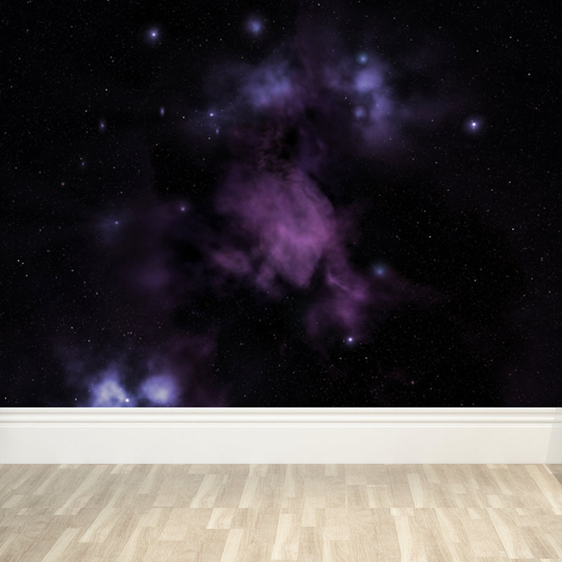 Non-Woven Big Dark Mural Contemporary Milky Way Wall Covering, Custom Size Available Clearhalo 'Wall Decor' 'Wall Mural' 1807094
