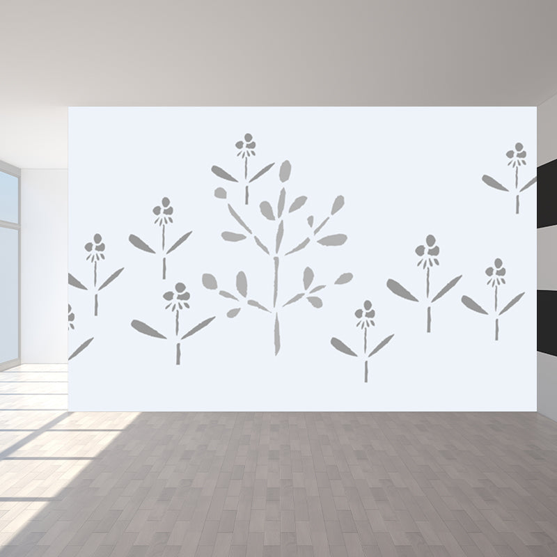 Large Flower Wall Paper Mural Modernist Pretty Plant Wall Covering in Light Color Clearhalo 'Wall Decor' 'Wall Mural' 1807195