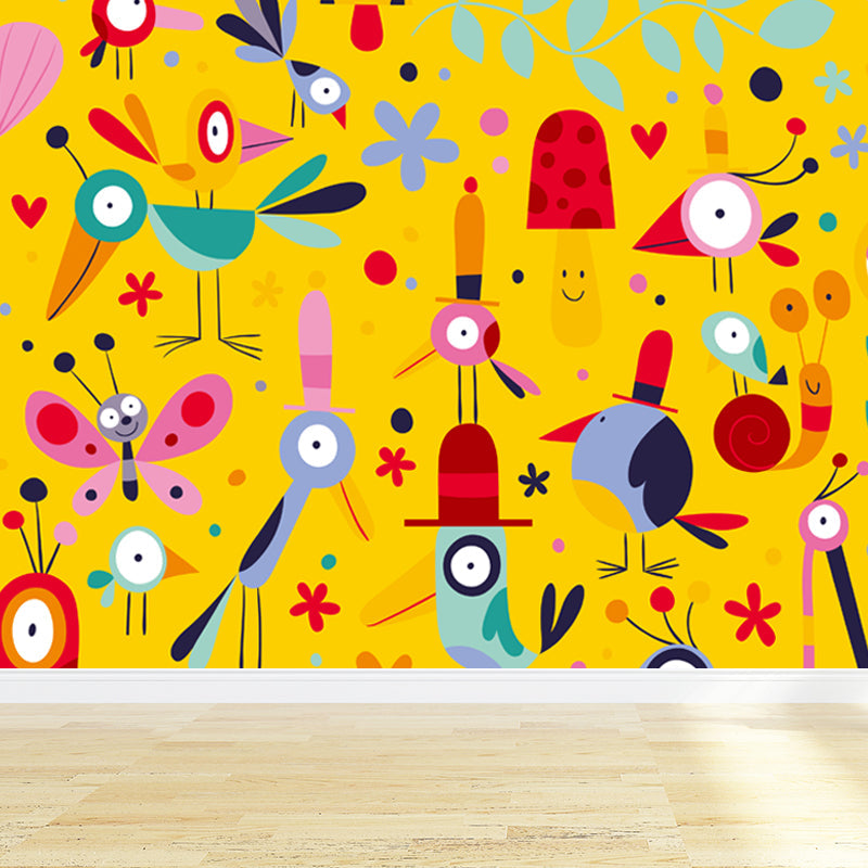 Cartoon Patterned Mural Wallpaper Non-Woven Washable Multicolored Art for Kids Bedroom Clearhalo 'Wall Decor' 'Wall Mural' 1807225
