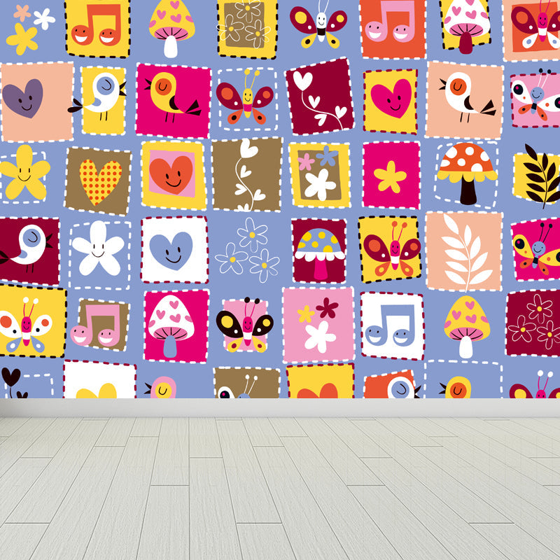 Cartoon Patterned Mural Wallpaper Non-Woven Washable Multicolored Art for Kids Bedroom Clearhalo 'Wall Decor' 'Wall Mural' 1807238