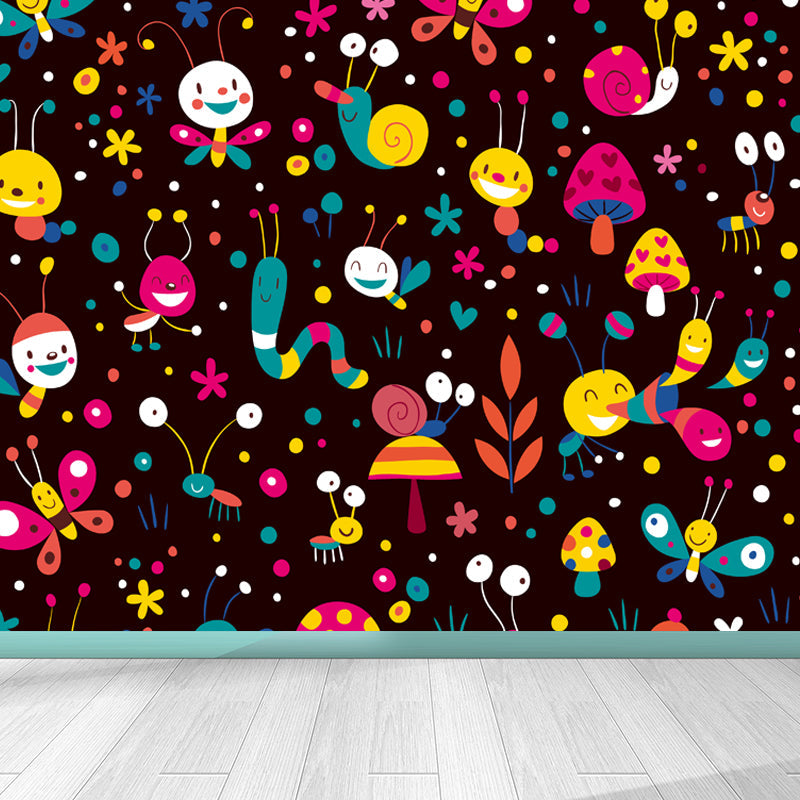Colorful Flower Print Mural Decal Moisture Resistant Cartoon Nursery Wall Covering Clearhalo 'Wall Decor' 'Wall Mural' 1807245